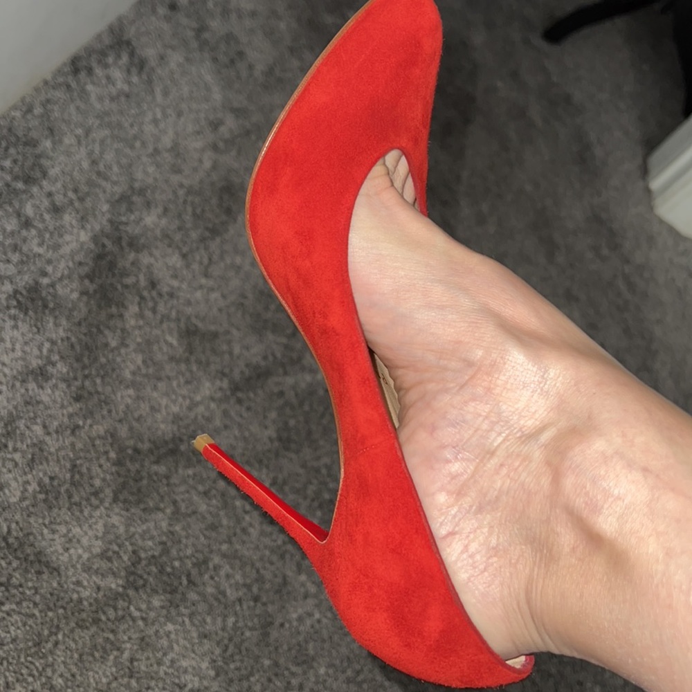 CHRISTIAN LOUBOUTIN suede round toe pumps